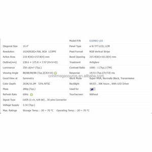 จอแสดงผล LCD รุ่น G104X1-L03 ของแท้ใหม่เอี่ยม ขนาด 10.4 นิ้ว ความละเอียด 1024*768 ระดับอุตสาหกรรม - Product Image 4