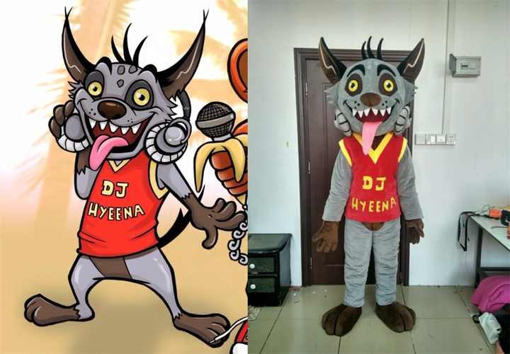 Blue Sky Factory Directly Sale Custom Hyena Mascotte DJ Hyena Adult Cartoon Mascot Costumes for Sale