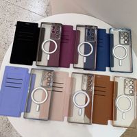 Étui de téléphone antichoc en cuir PU avec porte-cartes et électroplaqué magnétique TPU+PC pour Samsung S23 S24 S25 S26 Plus Ultra