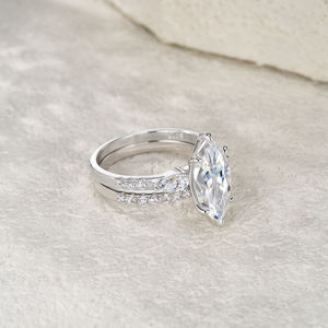 เครื่องประดับที่ดีดีไซน์ใหม่ขายส่ง unisex หรูหรา Moissanite 3ct ตัดโรเดียมชุบ925แหวนเงินสเตอริง - Product Image 4