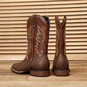 Botas Vaqueras para Hombre, Talla Grande 16, Estilo Clásico con Bordado de Alas, Estilo Biker Rockabilly, Tacón Cuadrado - Product Image 5