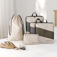 Organisateur de vêtements de voyage personnalisé de haute qualité, ensemble de 6 sacs de compression, cubes d'emballage à fermeture éclair pour bagages de voyage
