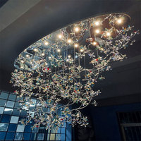 Lustre en cristal de fleur moderne de luxe non standard de grands hôtels villas clubs mariages