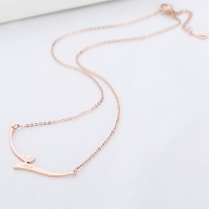 Collier en or rose avec motif de renard, pendentif d'amour gravé, à porter au quotidien, cadeau pour femme - Product Image 3