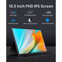 Monitor Portabel LCD IPS 10.5 Inci 1920X1280 Casing Kulit 60Hz Plug & Play Tipe C Laptop Gaming PC Ponsel PS4 PS5 Switch
