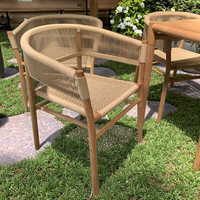 Vente en gros de chaises de meubles en bois de teck d'extérieur ensembles de chaises de salle à manger de jardin mobilier d'extérieur chaises tissées en corde de patio avec coussin