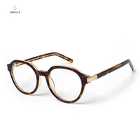 Nouveauté Lunettes Optiques Rondes en Acétate Gris Rétro Style Mode Homme et Femme avec Forme de Visage Diamant