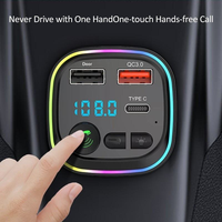 Transmetteur FM BT5.0 20W, chargeur de voiture ignifuge QC3.0, double USB Type-C, charge rapide, écran LED, lumière RGB, 12V/24V 3A pour écouteurs