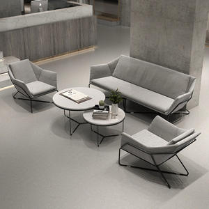 Ensemble de canapés de bureau modernes et minimalistes avec table basse en forme de U, confortables, en tissu, pour la réception et les espaces de réunion - Product Image 1