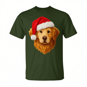 Camiseta navideña Golden Retriever con diseño de gorro de Papá Noel para uso festivo - Product Image 2