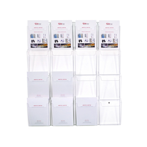 Bán buôn tùy chỉnh 16 poclets treo tường rõ ràng Acrylic tờ rơi tờ rơi tờ rơi chủ Brochure hiển thị đứng - Product Image 4