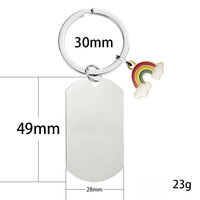 Porte-clés personnalisé gravé Ywyougang, étiquette rectangulaire en acier inoxydable avec breloque arc-en-ciel, porte-clés cadeau personnalisé