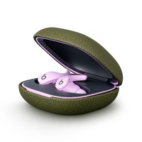 L'étui pour casque en cuir véritable accepte l'étui pour écouteurs en cuir de vachette à motif de litchi luxueux OEM pour Beats Fit Pro