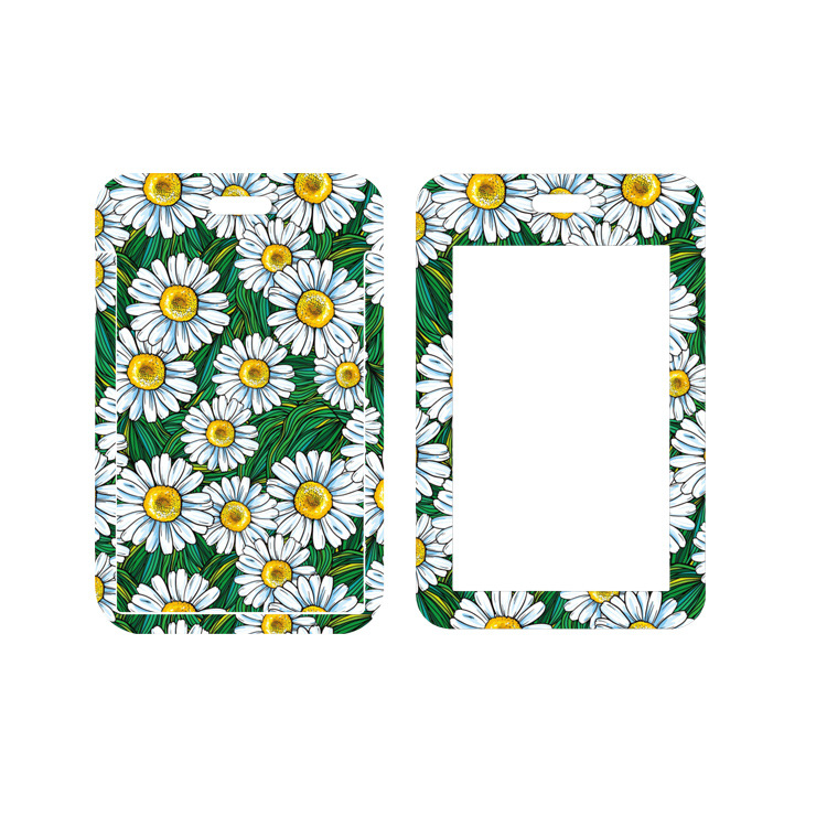Porte-cartes marguerite fond vert