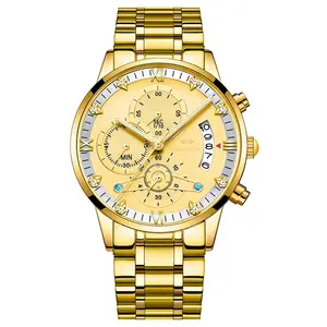 OLMECA 835 friendship gold boys quartz watch exclusive steel band water resist Chrono Multi function outdoor watch design