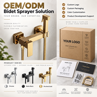 Ensemble de pulvérisateur de bidet portatif en or brossé, alliage de zinc, cartouche en céramique, pulvérisateur de toilette mural pour la vente en gros OEM ODM