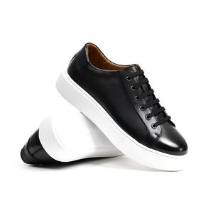 Sneakers in Pelle Nera Fatte a Mano Stile Britannico Retrò da Uomo Mychonly, <span class=keywords><strong>Scarpe</strong></span> Casual alla Moda con Suola Spessa - Product Image 1