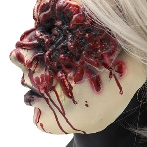 Maschera da Strega Horror per Halloween, Maschera Integrale in Latex, Spaventosa e Inquietante, Accessorio per Feste, <span class=keywords><strong>Donna</strong></span> <span class=keywords><strong>Fantasma</strong></span> con Capelli Bianchi - Product Image 3