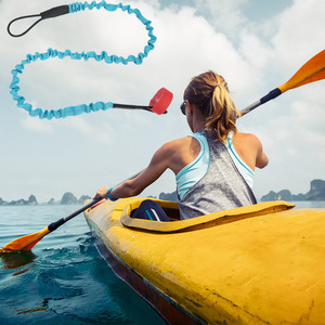 Elastic Kayak Paddle Rope Nylon Stretchable Leash For Outdoor Kayaking Blue Red Orange Black Unisex 12+ Years - Product Image 1
