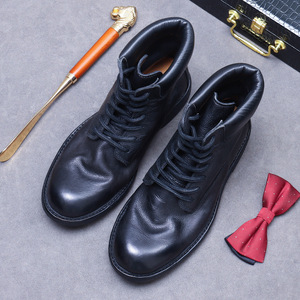 Botas de Hombre de Cuero Negro con Cordones, Punta Redonda, Suela de Goma, Forro de Cuero Genuino, para Todas las Temporadas, Uso en la Oficina - Product Image 5