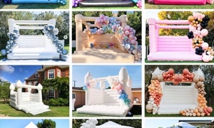 Maison gonflable blanche gonflable de mariage de <span class=keywords><strong>toboggan</strong></span> de rebond sautant commercial de moonwalk <span class=keywords><strong>avec</strong></span> la <span class=keywords><strong>piscine</strong></span> de fosse de boule - Product Image 6