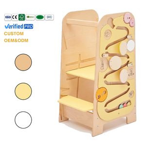 Taburete de Cocina Plegable de Madera para Niños Pequeños, Torre de Aprendizaje con Pizarra - Product Image 1