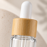 Botol Tetes Kaca Bening 10ml 20ml 30ml 50ml Kerah Bambu Serum Minyak Esensial Kemasan Kosmetik Botol Karet Putih