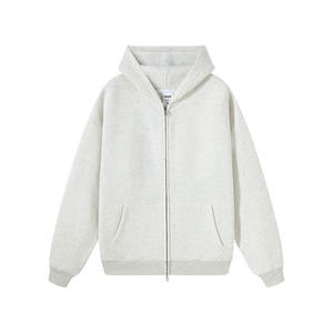 เสื้อฮู้ดซิปผ้าโพลีเอสเตอร์/คอตตอนเนื้อหนาทรงโอเวอร์ไซส์สำหรับผู้ชาย ได้รับการรับรองมาตรฐานรักษ์โลก ซิปแบบรูดขึ้น ผลิตจากวัสดุยั่งยืน สีพื้นสำหรับฤดูใบไม้ร่วง - Product Image 2