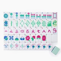 Tuiles de Mahjong décontractées de style américain, en acrylique du Jiangsu, à quatre couches, colorées, polies à la main, emballées dans une boîte en carton, pour le marché international