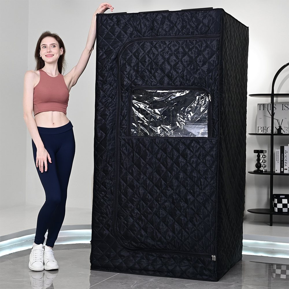 DINGDA 1.8m Modern Portable Steam Sauna Kit 1600W 3L Steamer for Home Spa Detox & Relaxation for 1 Person Apartment