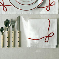 Ensemble de sets de table et de serviettes de table personnalisables en coton et lin brodés avec un nœud papillon carré (40x40cm et 35x50cm) Fabriqué en Chine Modèle GT2775