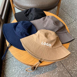 หมวกทรงจีบสำหรับชาวประมงแฟชั่นทุกเพศหมวกปีกกว้างผ้าฝ้ายระบายอากาศได้พิมพ์ลายตัวละครและผูกเชือก - Product Image 2