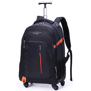 Hot style 20 inch unisex 420D polyester water resistant laptop rolling trolley school backpack with 4 wheels