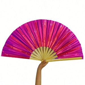Éventail Pliant en Bambou Holographique Laser 33cm – Artisanat Peint Portable pour Mariage et Décoration Intérieure – Vente Flash - Product Image 4