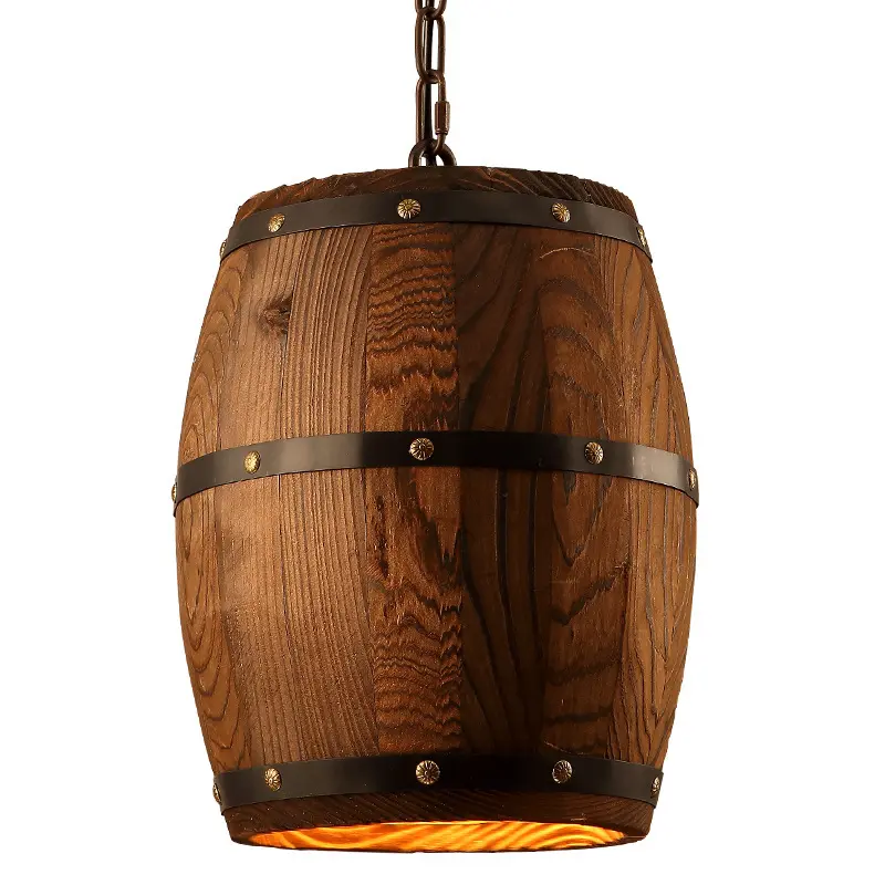 American style rural industrial style retro wood wine barrel decoration chandelier Pendant Lamp for restaurant bar
