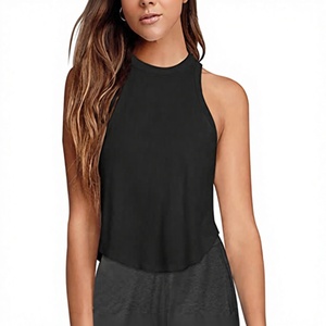 Débardeur court athlétique sans manches pour femme, col halter, respirant, écologique, avec logo personnalisé OEM/ODM sur le devant - Product Image 3