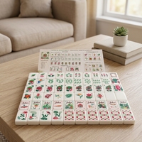 Jeu de Mahjong Américain Blanc de Luxe Écologique Forêt Tropicale, Tuiles en Acrylique de Haute Qualité, Emballage Inclus, Conception Portable