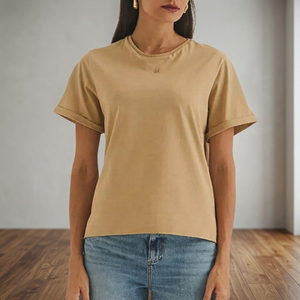 Camiseta Lisa de Algodón 100% para Mujer al por Mayor, Transpirable, Cuello Redondo, Manga Corta, para Fitness, con Logotipo Personalizado - Product Image 1