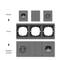 Prise murale ultra-fine Schuko allemande avec USB Type C 20W à charge rapide, norme UE, panneau PC, prise électrique 16A
