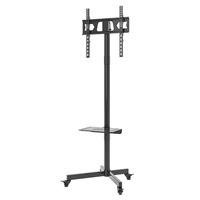Chariot TV mobile en acier SPCC, pivotant, VESA 600*400MM, support au sol pour écrans de 32 à 75 pouces, roulettes verrouillables, étagère DVD, capacité de charge de 50 kg