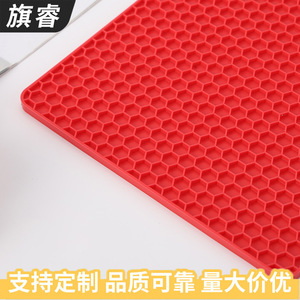 Square Silicone Honeycomb Heat Insulation Mat Red Non Slip Waterproof For Table Use - Product Image 5