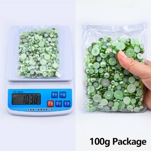 OLeeya 100g Perles demi-rondes en ABS de tailles variées, perles plates, couleurs mélangées, strass en résine, artisanat de Noël, décoration pour nail art DIY - Product Image 5