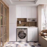 Armoire à linge composite imperméable |   Évier utilitaire personnalisé pour balcon |   Rangement pour le lavage du linge en bois écologique