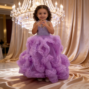 Ropa para Niñas, Vestido de Fiesta, Vestidos de Cumpleaños para Bebés, Vestido de Tul Brillante con Volantes en Capas - Product Image 5