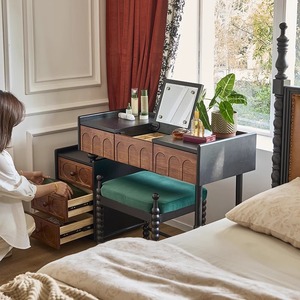 Eiffel Dressing <b>Table</b> <b>Vanity</b> With <b>Mirror</b> And Storage Drawers For Bedroom Adult Use Modern Minimalist Style - Product Image 3