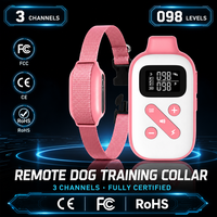 Collier de dressage pour chien rose avec télécommande, bip, vibration, choc, écran LCD, 3 canaux, rechargeable, petit, moyen, grand