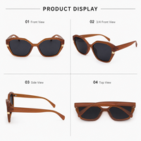 Lunettes de soleil classiques et tendance en acétate marron à motif géométrique, protection UV400, logo V doré, pour la conduite, la pêche, le sport, anti-éblouissement, OEM/ODM, usine de Wenzhou