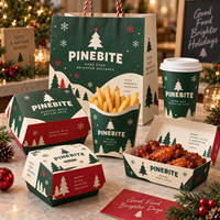 Boîtes alimentaires personnalisées pour les fêtes, emballages de Noël pour restaurants de burgers, poulet frit, repas à emporter, chaînes QSR, fabricant OEM ODM