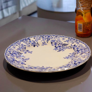 Rustic Floral Blue and White Porcelain <b>Dinnerware</b> Sets Eco-Friendly Plates with Under Glaze Plant Patterns - Product Image 3