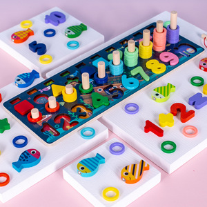 Manufacturer direct offer creative Christmas 5 in 1 ocean fishing toy wooden puzzle Promotion popular wooden educational toys - Product Image 4